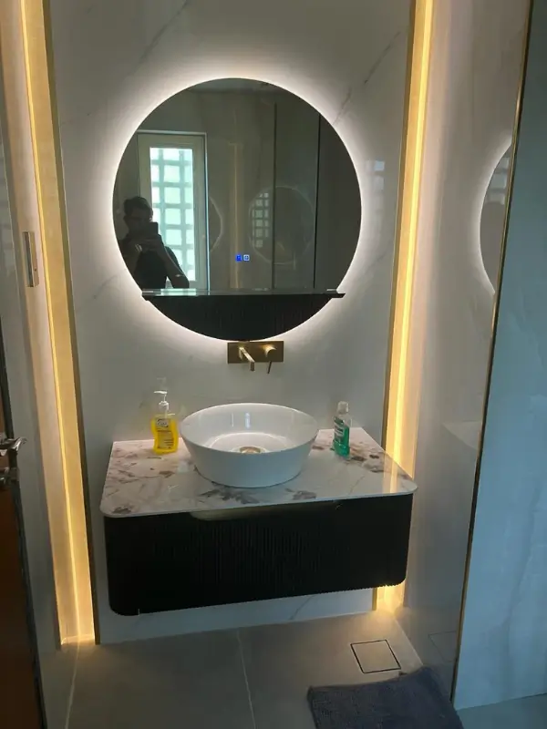 Family bathroom renovation with modern tiles Dubai