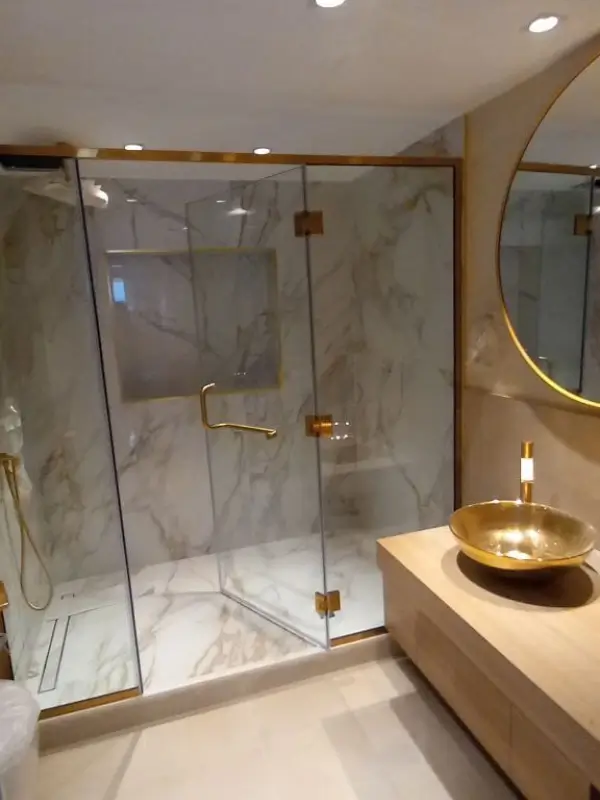 Modern bathroom with glass shower screen Dubai